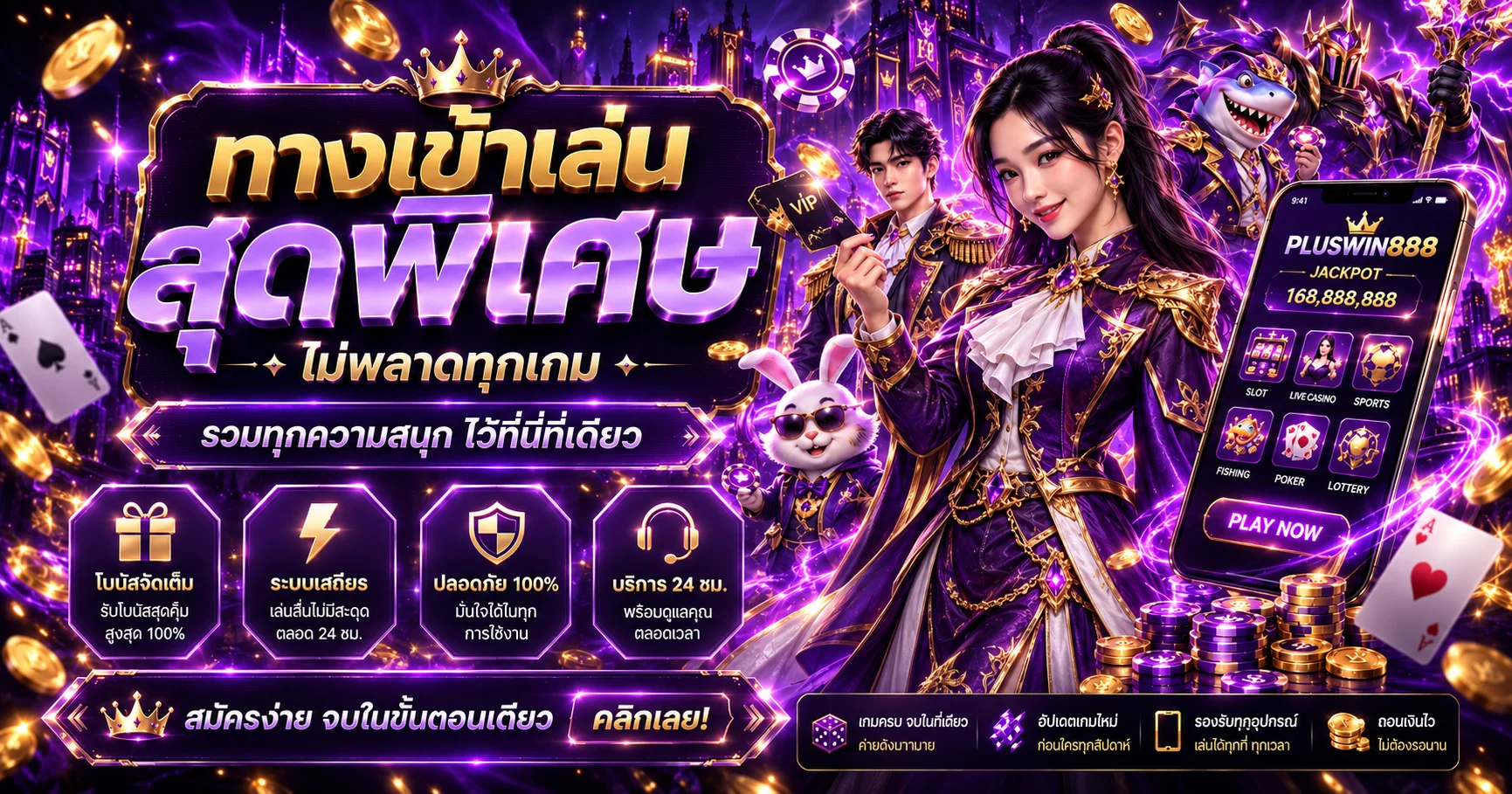 PLUSWIN888 ทางเข้าเล่นและหน้าล็อกอินเว็บหลัก